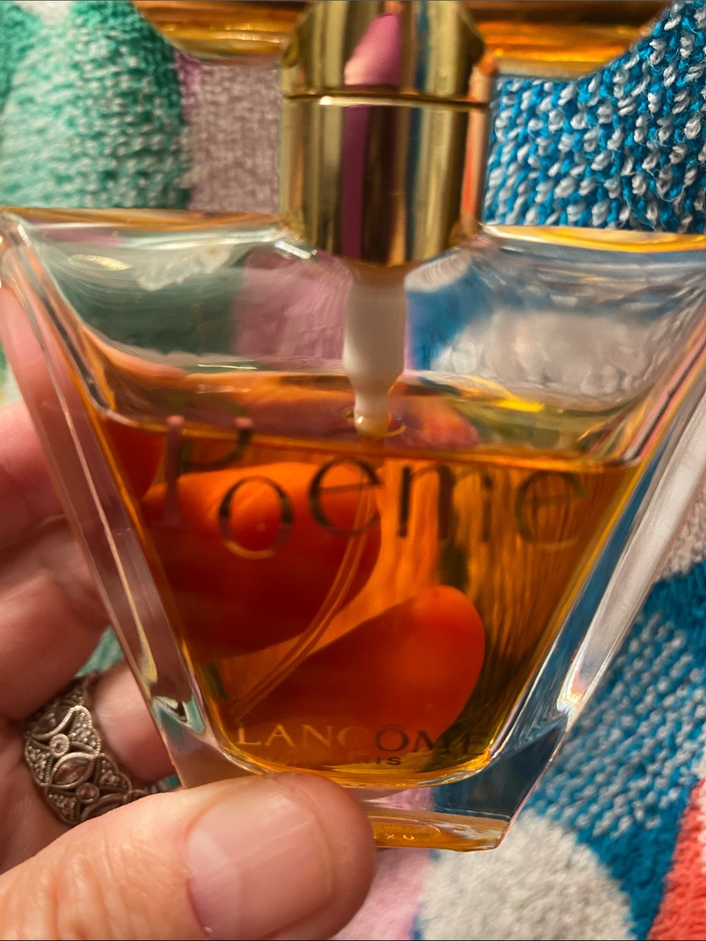 Preowned Lancôme Poême Eau de Parfum - Amber Gold Bottle 50 ml (75% full) - Picture 2 of 3